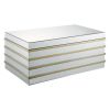 Modern Style Rectangular Metal and Mirror Coffee Table, Silver and Gold