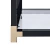 Modern Style Square Metal and Glass End Table With Bottom Shelf, Black and Gold
