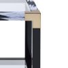 Modern Style Square Metal and Glass End Table With Bottom Shelf, Black and Gold