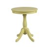 Traditional Style Wooden Round Side Table with Turned Pedestal Base, Yellow
