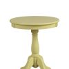Traditional Style Wooden Round Side Table with Turned Pedestal Base, Yellow