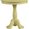 Traditional Style Wooden Round Side Table with Turned Pedestal Base, Yellow