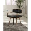 Leatherette Upholstered Metal Dining Chair with Splayed Legs, Black and Gold