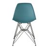 Deep Back Plastic Chair with Metal Eiffel Style Legs, Ocean Blue and Black