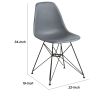Deep Back Plastic Chair with Metal Eiffel Style Legs, Gray and Black