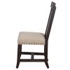 Wooden Chair with Fabric Upholstered Seat and Slat Style Back, Set of 2, Black and Beige