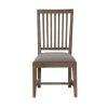 Wooden Chair with Fabric Upholstered Seat and Slat Style Back, Set of 2, Oak Brown and Gray