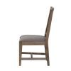 Wooden Chair with Fabric Upholstered Seat and Slat Style Back, Set of 2, Oak Brown and Gray