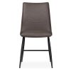 Leather Upholstered Metal Chair with Decorative Top Stitching, Set of 2, Latte Brown and Black