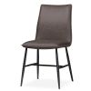 Leather Upholstered Metal Chair with Decorative Top Stitching, Set of 2, Latte Brown and Black