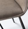 Leather Upholstered Metal Chair with Decorative Top Stitching, Set of 2, Latte Brown and Black