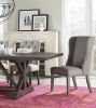 Fabric Upholstered Wooden Chair with Button Tufting, Set of 2, Beige and Black