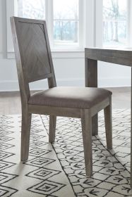 Wooden Side Chair with Fabric Upholstered Seat, Brown