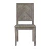 Wooden Side Chair with Fabric Upholstered Seat, Brown
