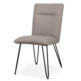 Faux Leather Upholstered Metal Chair with Hairpin Style Legs, Set of 2, Black and Gray