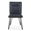 Leather Upholstered Metal Chair with Hairpin Style Legs Set of 2, Black