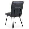 Leather Upholstered Metal Chair with Hairpin Style Legs Set of 2, Black
