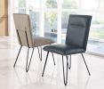 Leather Upholstered Metal Chair with Hairpin Style Legs Set of 2, Black