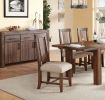 Fabric Upholstered Wooden Chair with Exposed Joints, Set of 2, Brick Brown and Beige