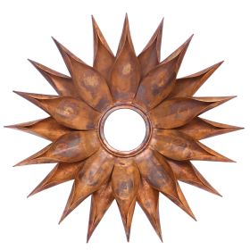 Sunburst Shaped Design Iron Wall Dâ€¹Â¨Â«cor with Round Concave Mirror , Copper