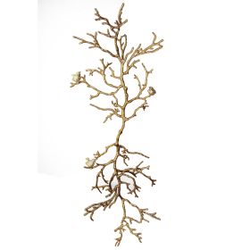 Branch Shape Aluminum Wall Dâ€¹Â¨Â«cor with Four Bird Accents, Gold