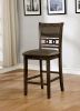 Leatherette Upholstered Solid Wood Counter Height Side Chair, Brown, Pack of Two
