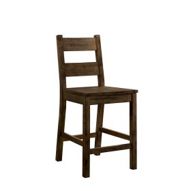 Rustic Style Solid Wood Counter Height Side Chair, Brown, Pack of Two