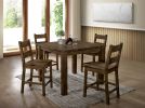 Rectangular Solid Wood Counter Height Table with Block Legs, Brown