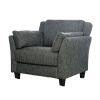 Contemporary Style Linen like Fabric Upholstered Wooden Chair with Tapered Legs, Gray
