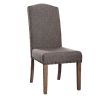 26 Inch Dining Chairs, Parson Style, Tall Back, Nailhead, Set of 2, Gray