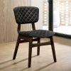 Solid Wood and Fabric Master Chairs with Fin Style Legs ,Pack of Two, Gray and Brown