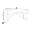 Three Drawers Wooden Desk with Tubular Metal Base and Bar Handles, Brown and Black