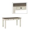 Three Drawer Wooden Desk with Plank Style Top, Brown and White