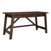 Two Drawers Wooden Desk with Cross Stretcher Brace Design, Large, Brown