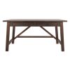 Two Drawers Wooden Desk with Cross Stretcher Brace Design, Large, Brown
