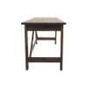 Two Drawers Wooden Desk with Cross Stretcher Brace Design, Large, Brown