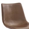 Metal Swivel Chair with Faux Leather Upholstery and Adjustable Seat, Brown and Black