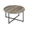 Wooden Table Set with Sturdy Metal Base, Set of Three, Gray and Brown