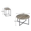 Wooden Table Set with Sturdy Metal Base, Set of Three, Gray and Brown