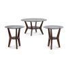 Round Wooden Table Set with Glass Top and Lower Shelf, Set of Three, Brown and Clear