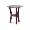 Round Wooden Table Set with Glass Top and Lower Shelf, Set of Three, Brown and Clear