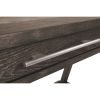 Three Drawer Wooden Desk with Cross Brace Stretcher and Faux Bluestone Top, Gray