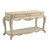 Vintage Style Wooden Sofa Table with Two Drawers and One Open Shelf, White