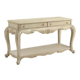 Vintage Style Wooden Sofa Table with Two Drawers and One Open Shelf, White