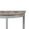 Wooden Half Moon Shaped Console Table with One Open Bottom Shelf, Oak Brown and Gray