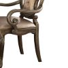 26 Inch Dining Chair, Faux Leather, Set of 2, Champagne Gold