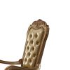 24 Inch Wide Dining Chair, Vegan Faux Leather, Set of 2, Beige, Gold