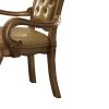 24 Inch Wide Dining Chair, Vegan Faux Leather, Set of 2, Beige, Gold