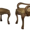 24 Inch Wide Dining Chair, Vegan Faux Leather, Set of 2, Beige, Gold