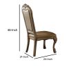 24 Inch Wide Dining Chair, Vegan Faux Leather, Set of 2, Beige, Gold